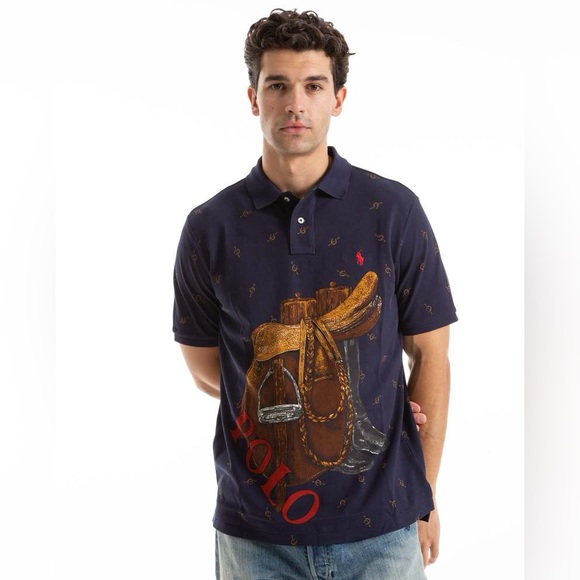 Polo Ralph Lauren Other - Polo Ralph Lauren "Horse Saddle and Boots" Graphic Short Sleeve Polo Shirt Large